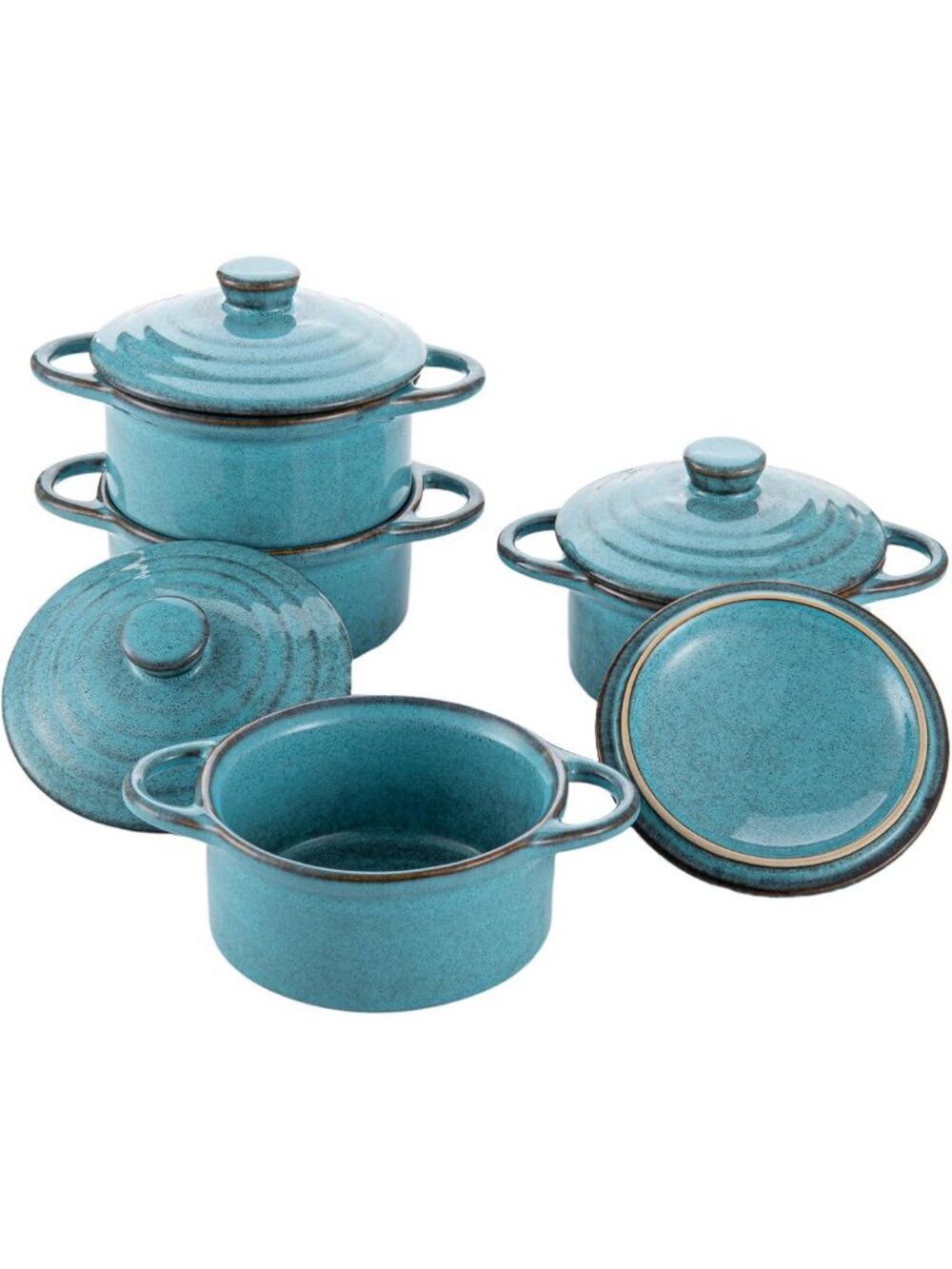 Set of 4 Mini Ceramic Casserole Dishes, 12 oz with Lids & Handles - Perfect for